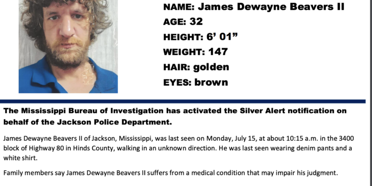 Silver Alert for James Dewayne Beavers II of Jackson—CANCELED